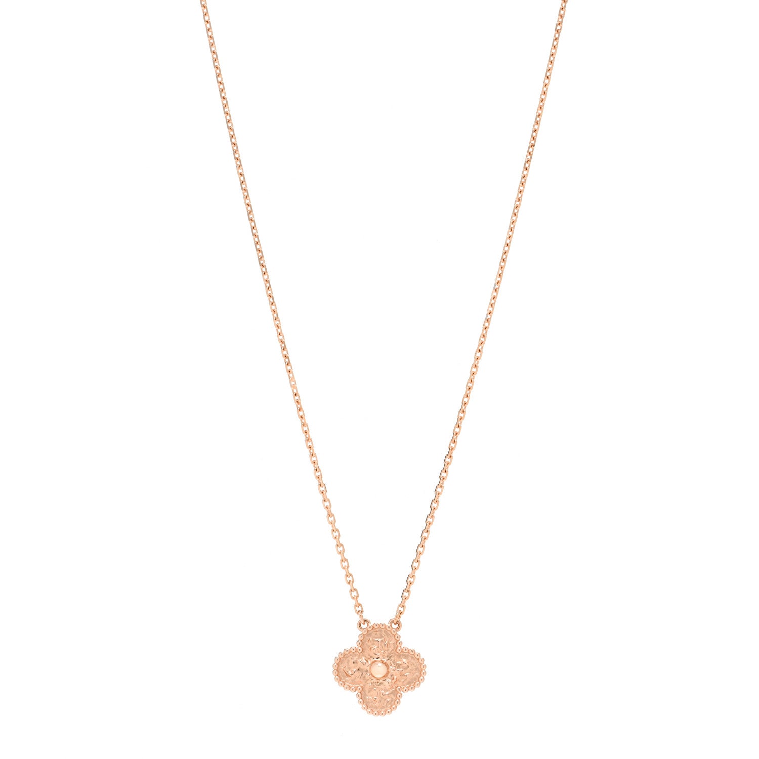 Van Cleef & Arpels 18K Rose Gold Vintage Alhambra Pendant Necklace 1 of 6