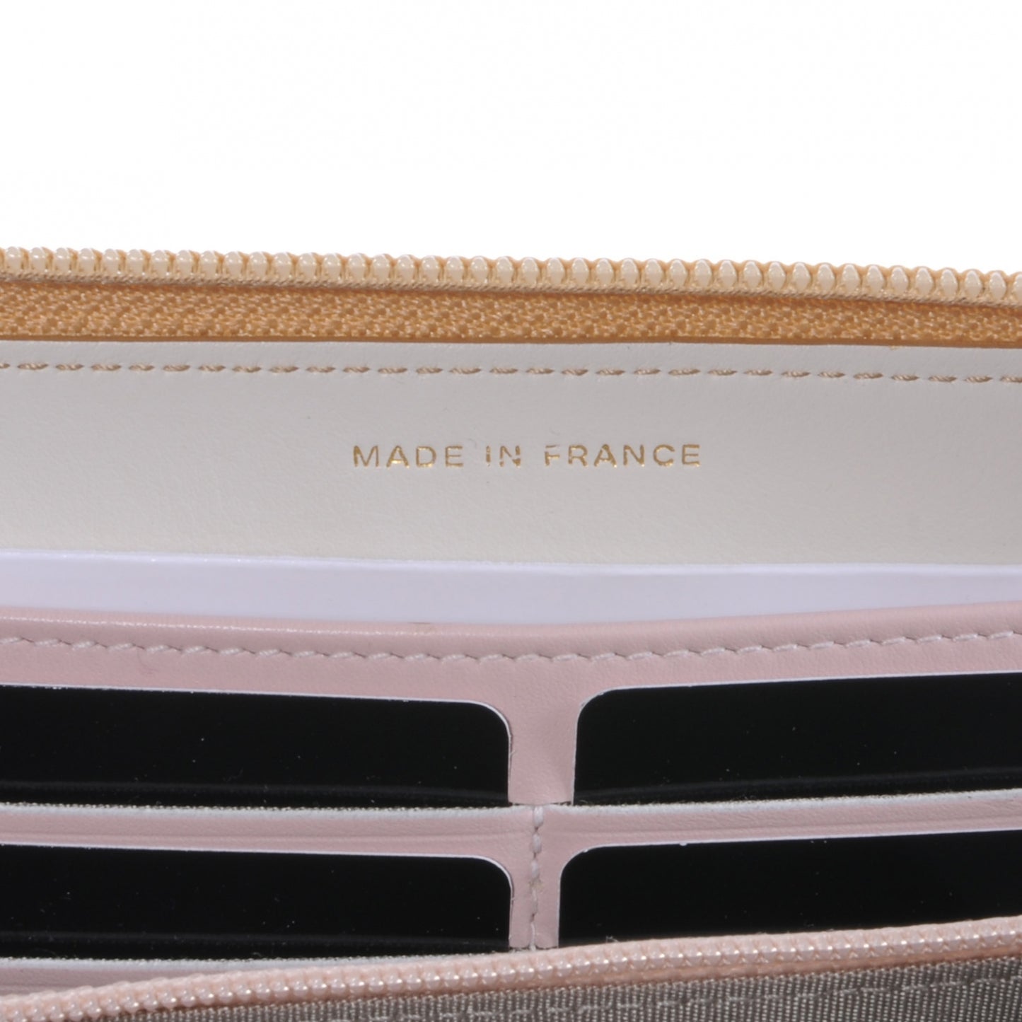 Calfskin Large Zip Around Wallet Gold