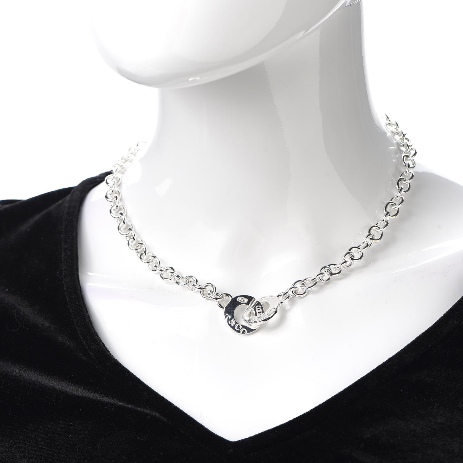 Tiffany Sterling Silver 1837 Circle Clasp Necklace 2 of 4