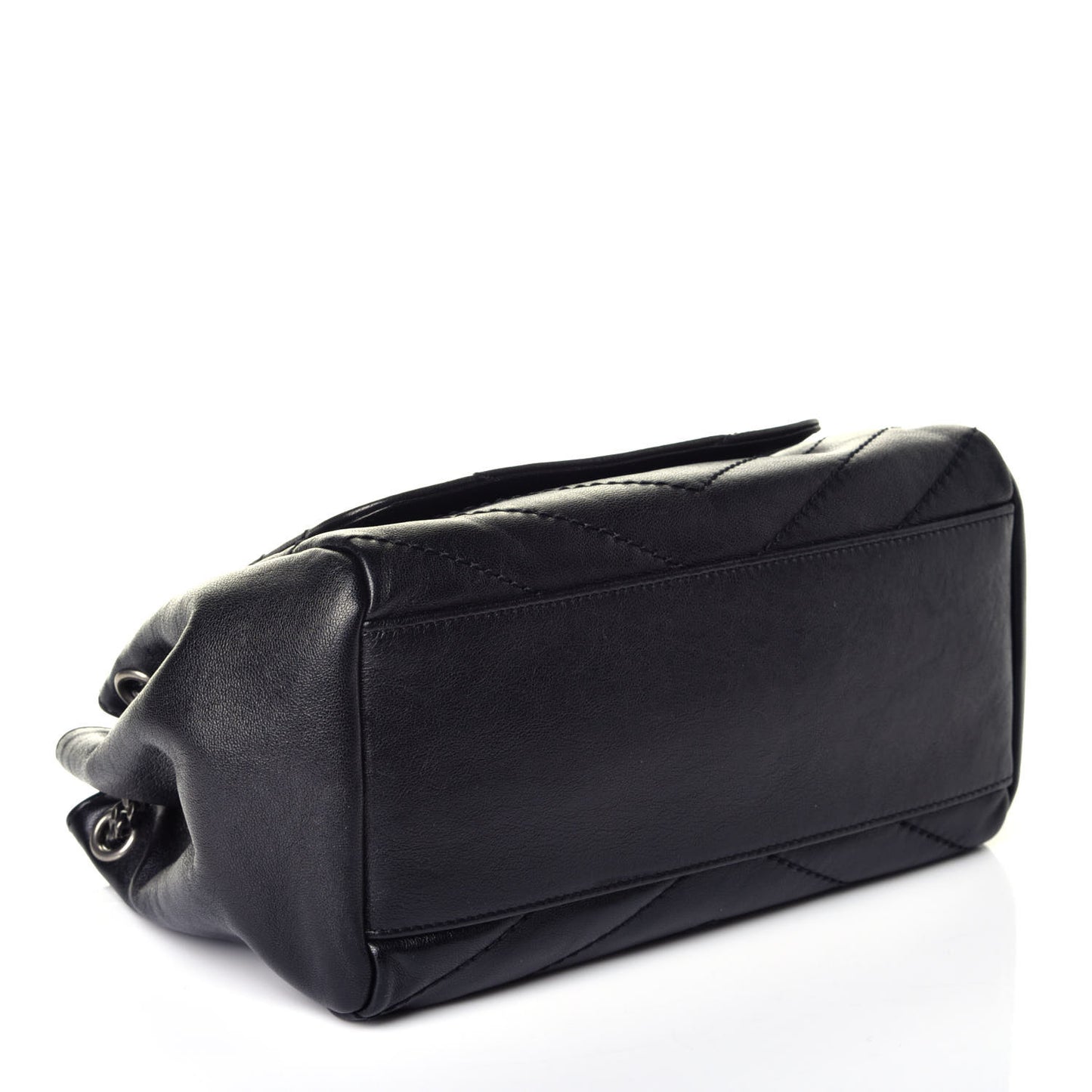 Vintage Lambskin Chevron Monogram Small Nolita Black