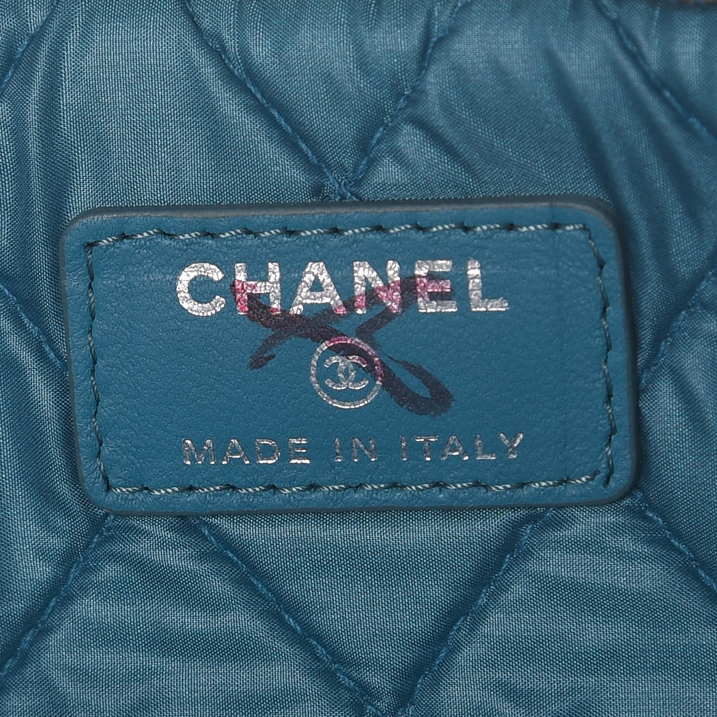Patent Calfskin Quilted Beauty CC Clutch Blue