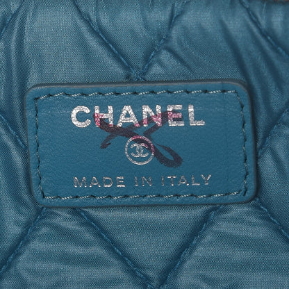 Chanel Patent Calfskin Quilted Beauty CC Clutch Blue 7 of 9