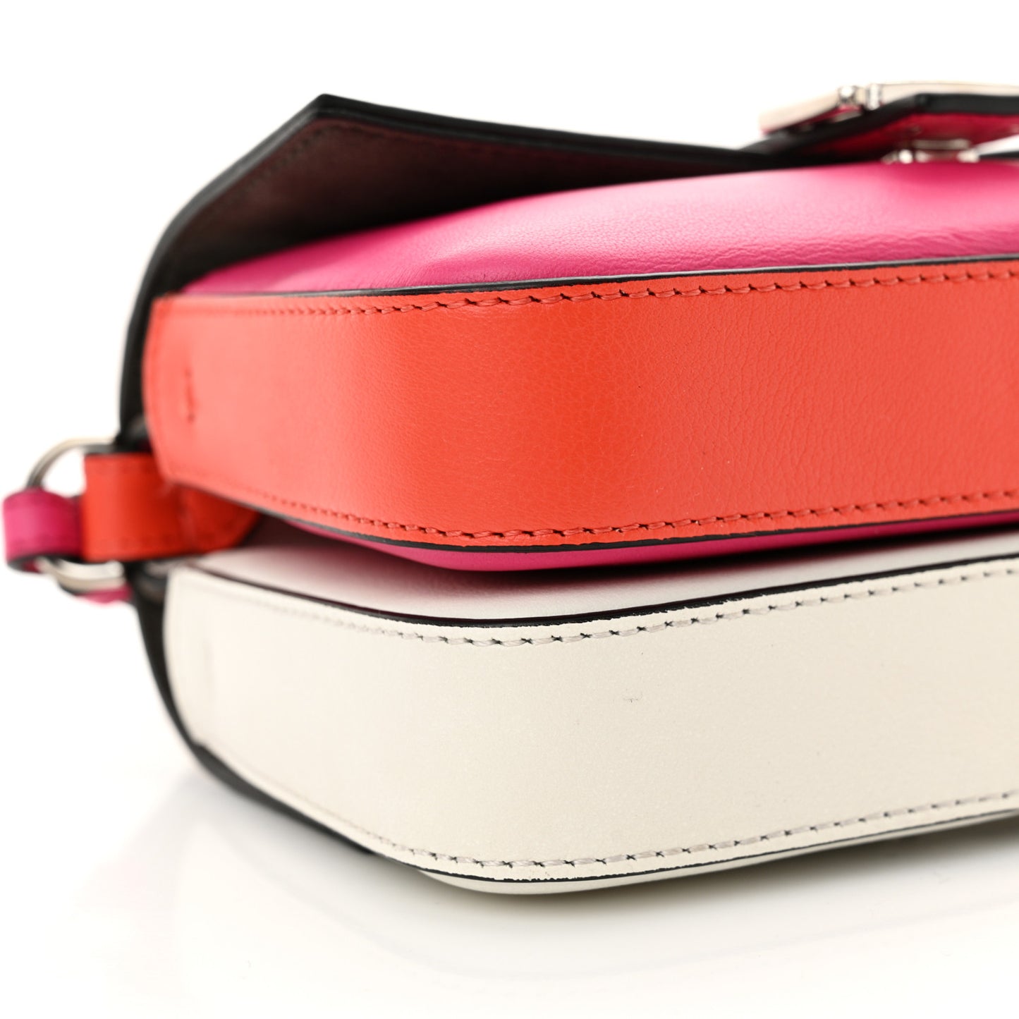 Vitello Dolce Nappa Flowerland Tri-Color Micro Double Baguette Fuxia White Ice Papavero