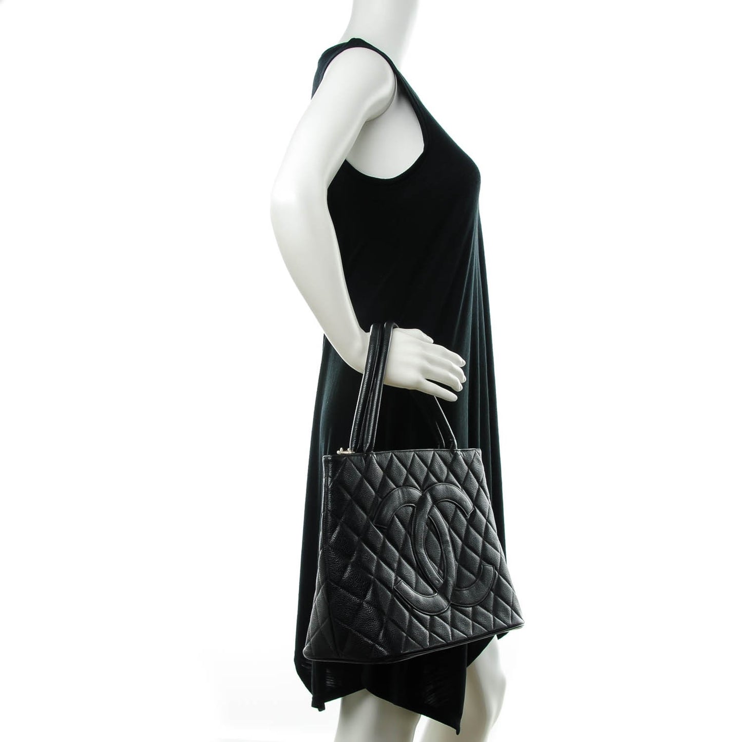 Caviar Quilted Medallion Tote Black