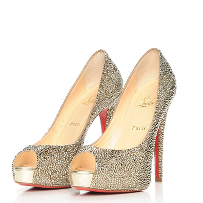 Christian Louboutin Suede Burma Strass Vendome 120 Pumps 39 Light Gold 3 of 9