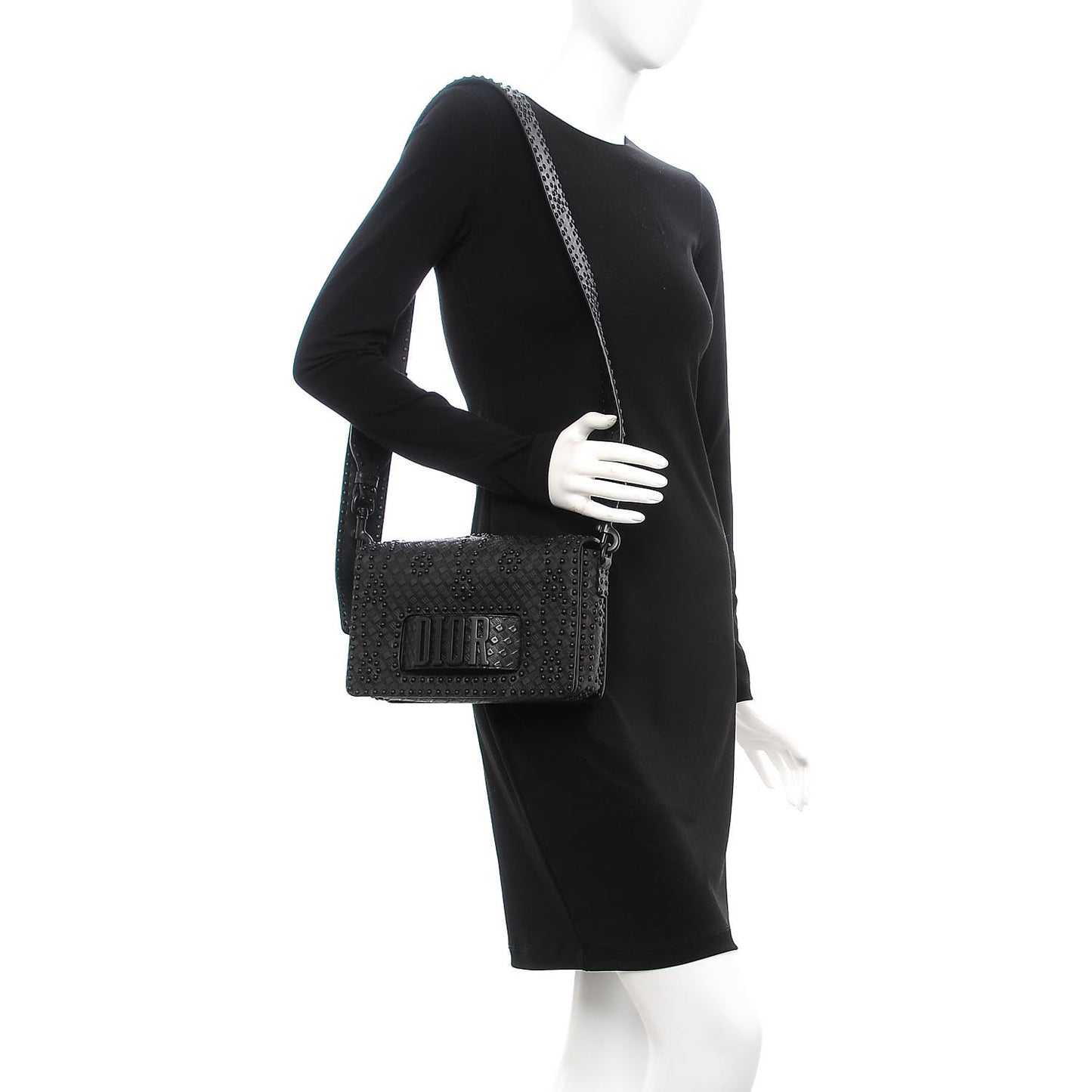 Calfskin Studded Dio(r)evolution Flap Bag Black
