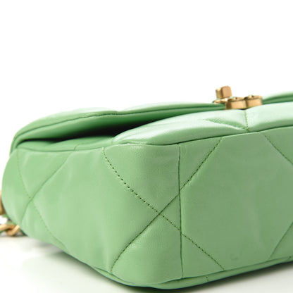 Chanel Goatskin Quilted Medium Chanel 19 Flap Light Green 6 of 10