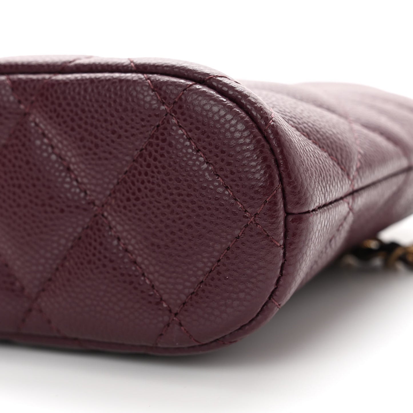 Caviar Quilted Classic Clutch With Chain Burgundy