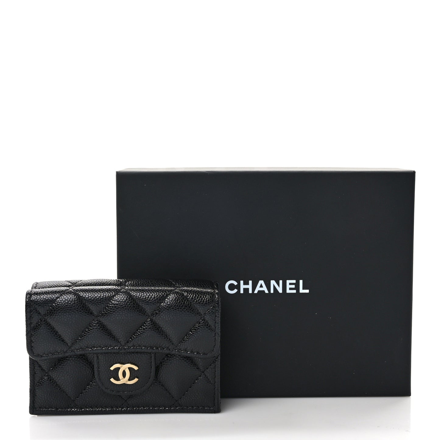 Caviar Quilted Double Flap Wallet Black