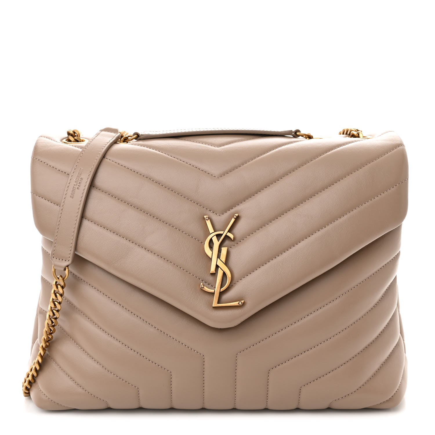 Saint Laurent Calfskin Y Quilted Monogram Medium Loulou Chain Satchel Dusty Grey 1 of 11