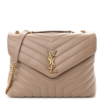Saint Laurent Calfskin Y Quilted Monogram Medium Loulou Chain Satchel Dusty Grey 1 of 11