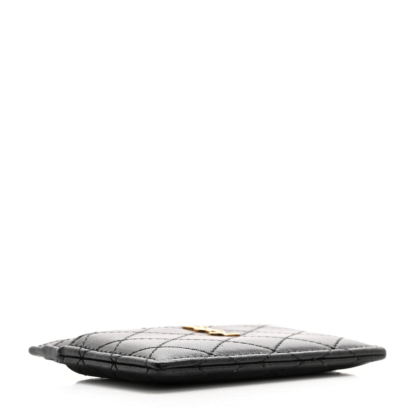 Lambskin Quilted Gaby Credit Card Case Black