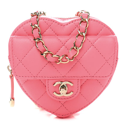 Chanel Lambskin Quilted CC In Love Heart Waist Belt Bag With Chain Pink 1 of 10