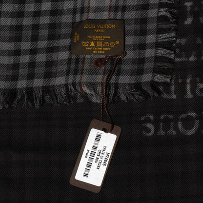 Louis Vuitton Mens Fleece Wool Silk Trunks Shawl Gris Rouge 5 of 5