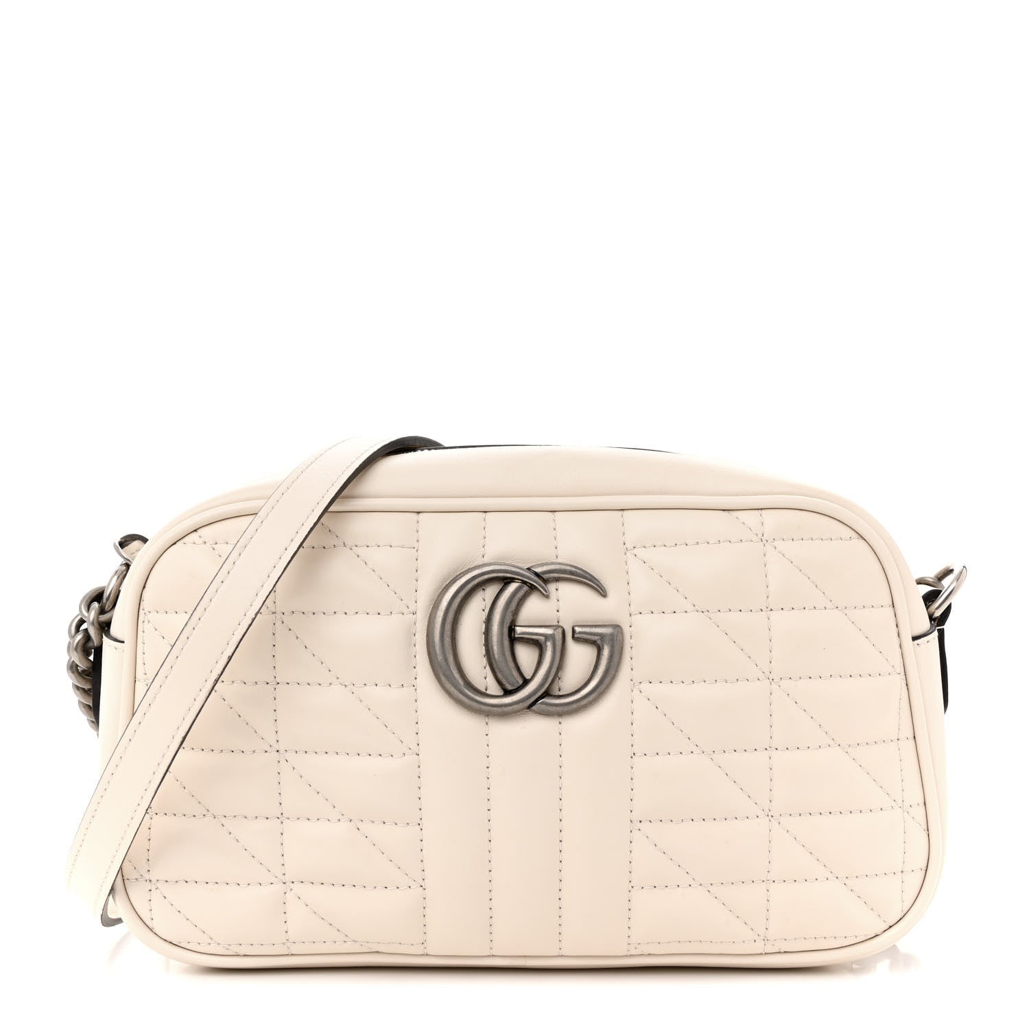 Gucci Calfskin Matelasse Aria Small GG Marmont Chain Shoulder Bag Mystic White 1 of 12