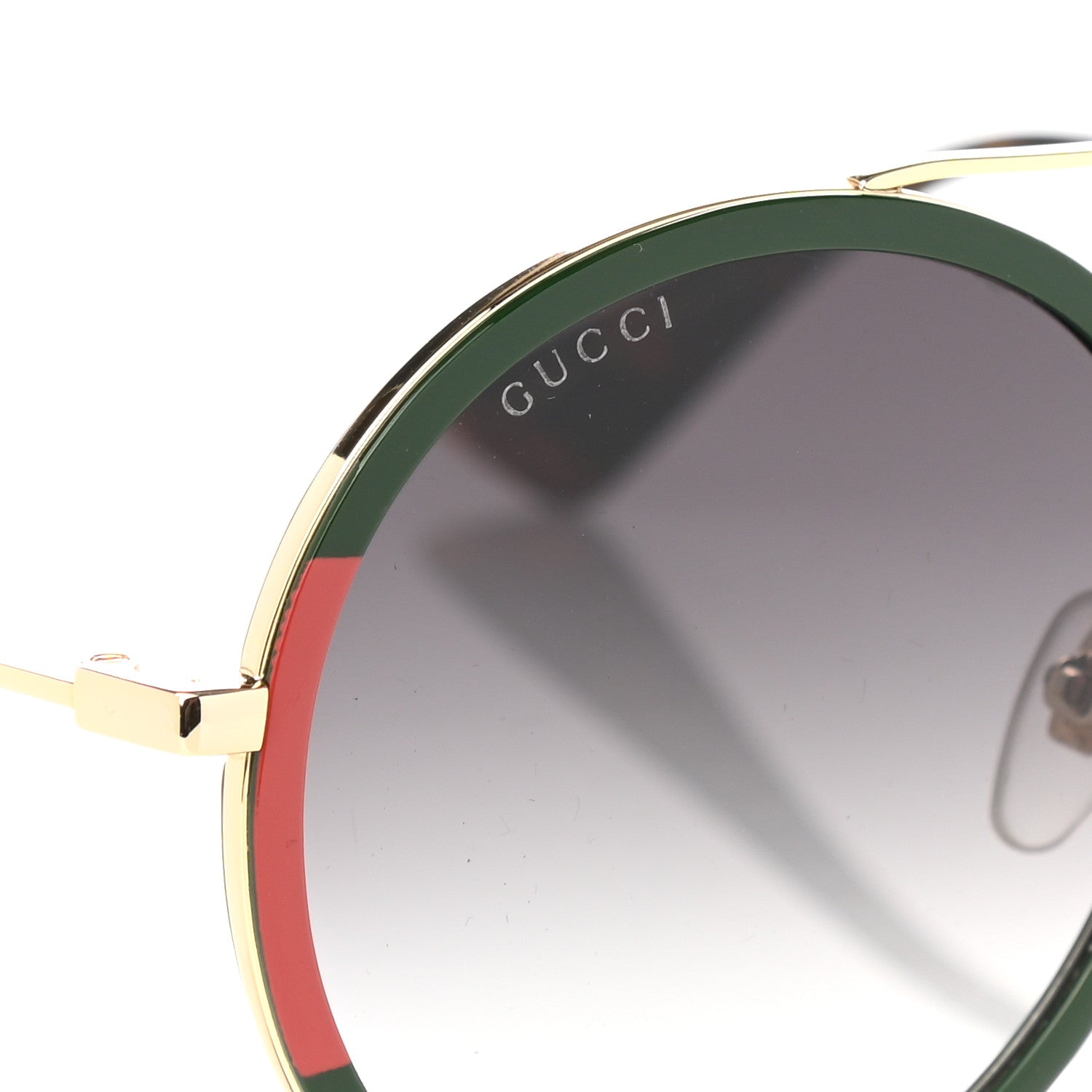 Gucci Metal Round Frame Sunglasses GG0061S Green Red 7 of 8
