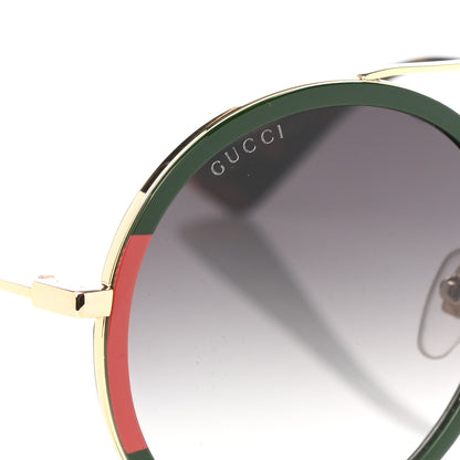 Gucci Metal Round Frame Sunglasses GG0061S Green Red 7 of 8