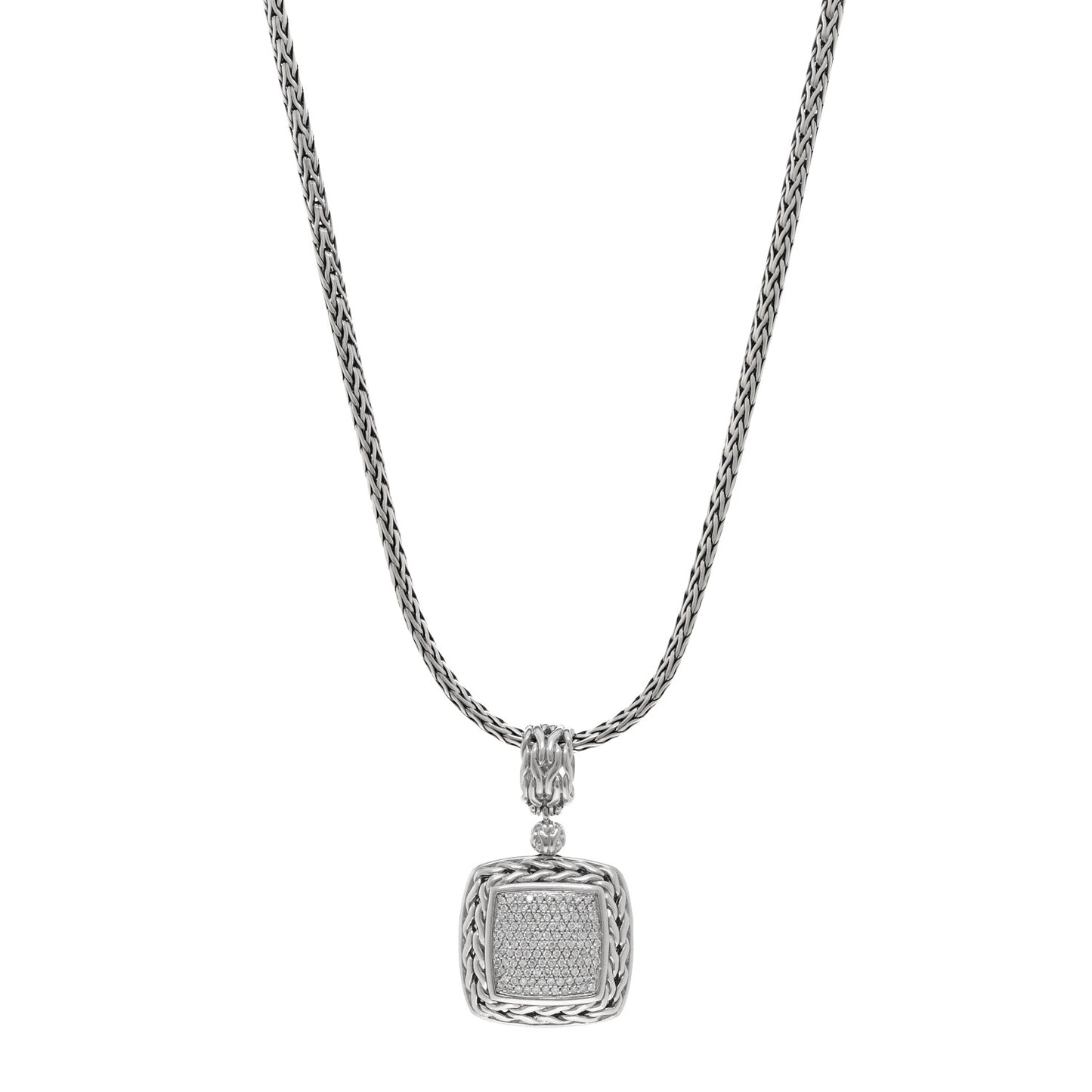 Sterling Silver Diamond Classic Chain Pendant Necklace