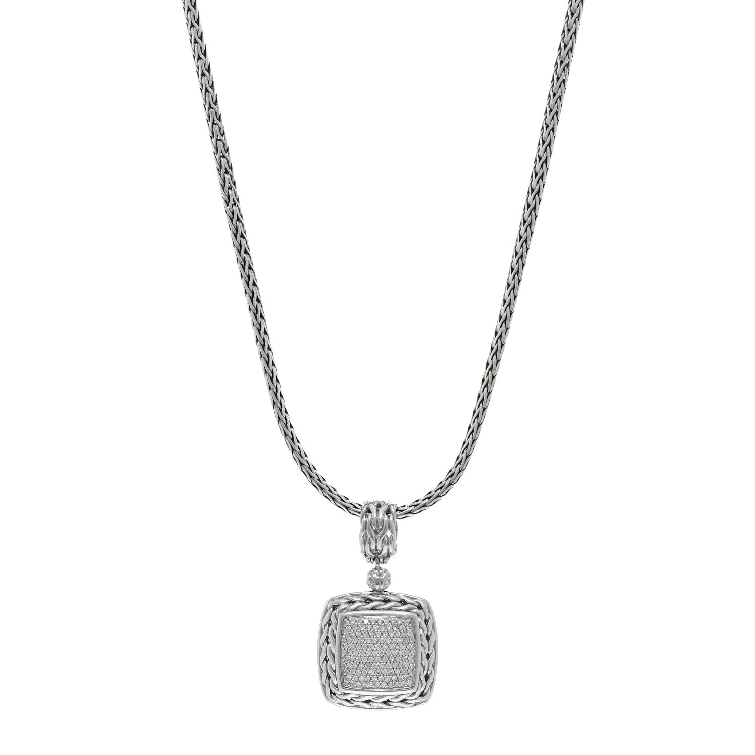 John Hardy Sterling Silver Diamond Classic Chain Pendant Necklace 1 of 4