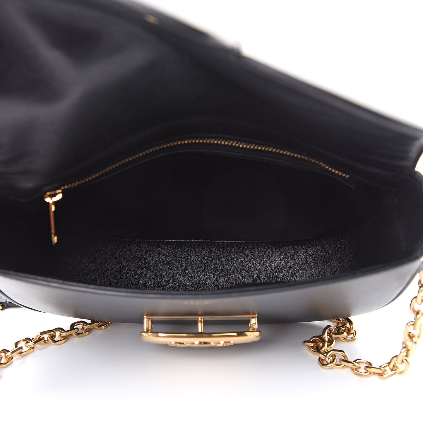 Shiny Calfskin Medium Chain Maillon Triomphe Black