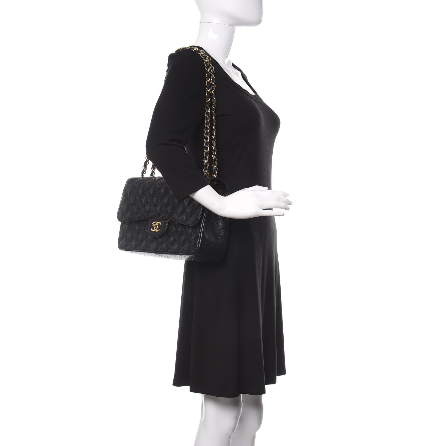 Chanel Caviar Quilted Jumbo Double Flap Black 2 of 12