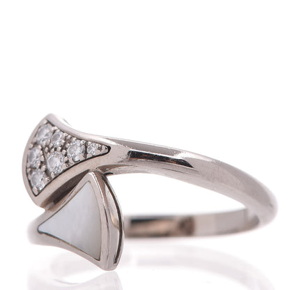 Bulgari 18K White Gold Diamond Mother of Pearl Dream Ring 3 of 6