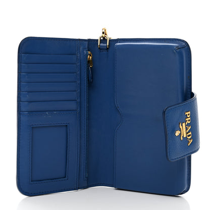 Prada Vitello Daino Metal Wristlet iPhone Case Bluette 5 of 9