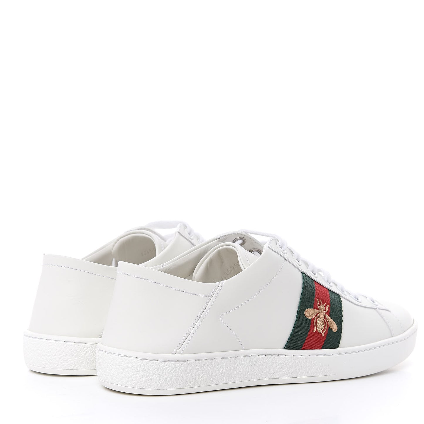 Calfskin Web Bee Embroidered Womens Ace Sneakers 38 White Green