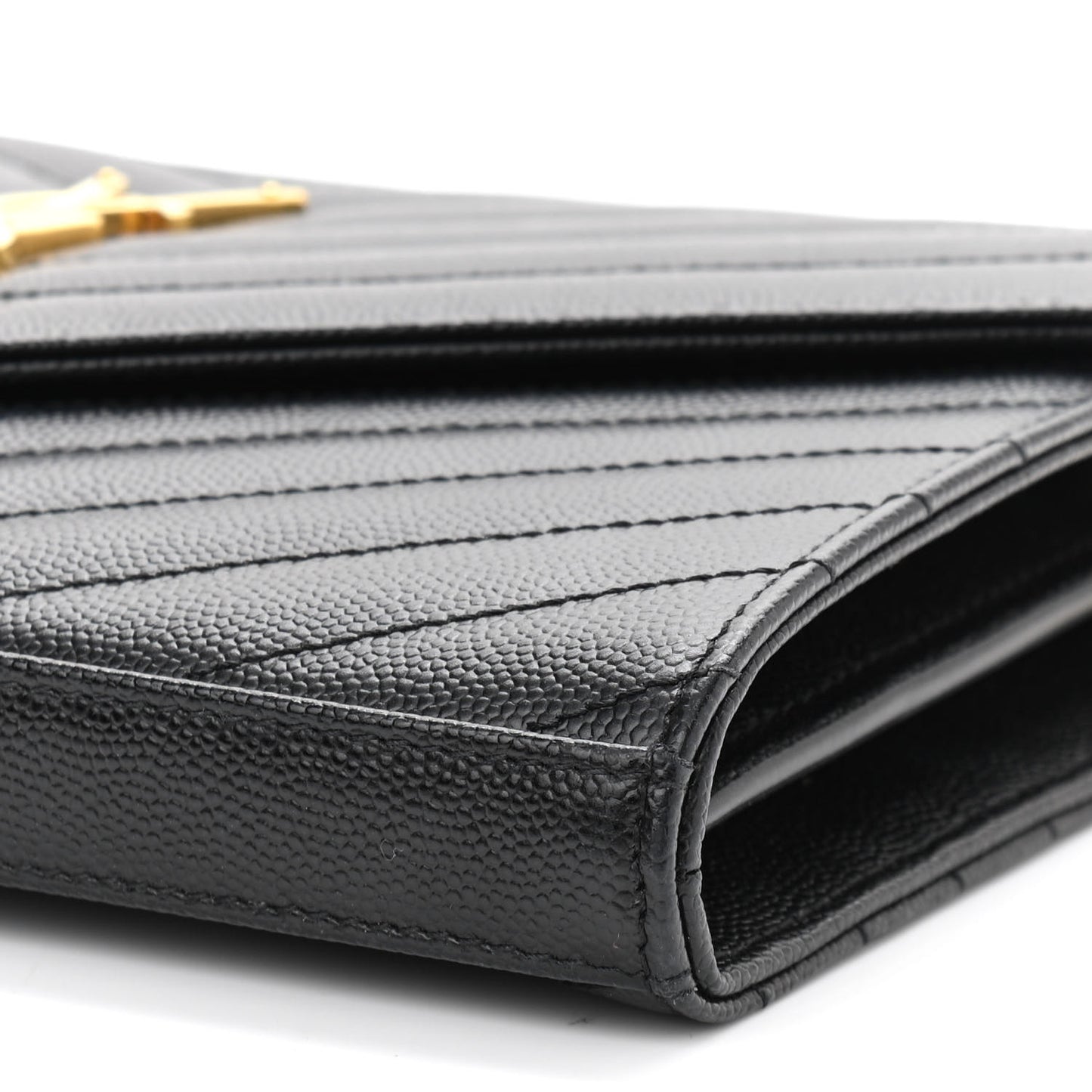 Grain De Poudre Matelasse Chevron Monogram Chain Wallet Black