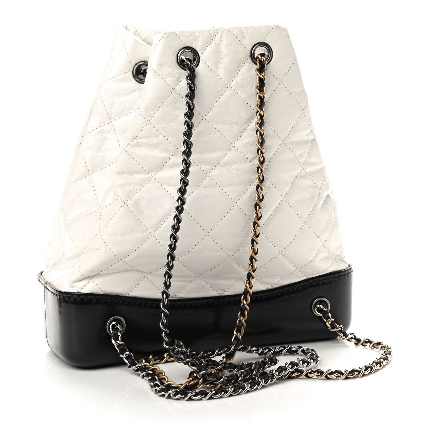 Aged Calfskin Quilted Gabrielle Backpack Black White