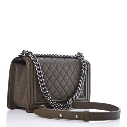 Chanel Caviar Quilted Medium Boy Flap Khaki 3 of 9