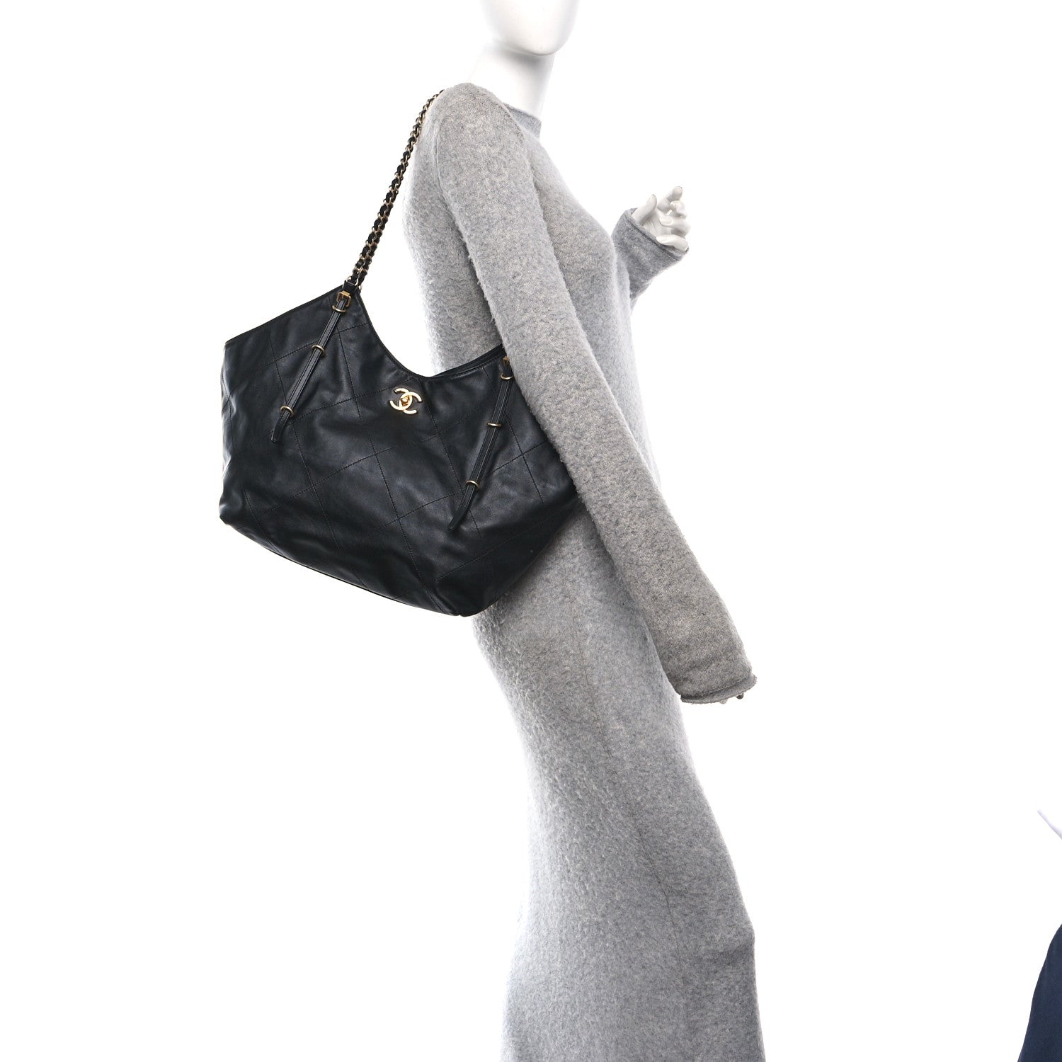 Chanel Calfskin Quilted Small Shopping Bag Black 2 of 11