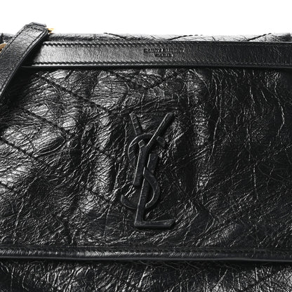 Saint Laurent Crinkled Calfskin Matelasse Monogram Medium Niki Chain Satchel Black 7 of 9