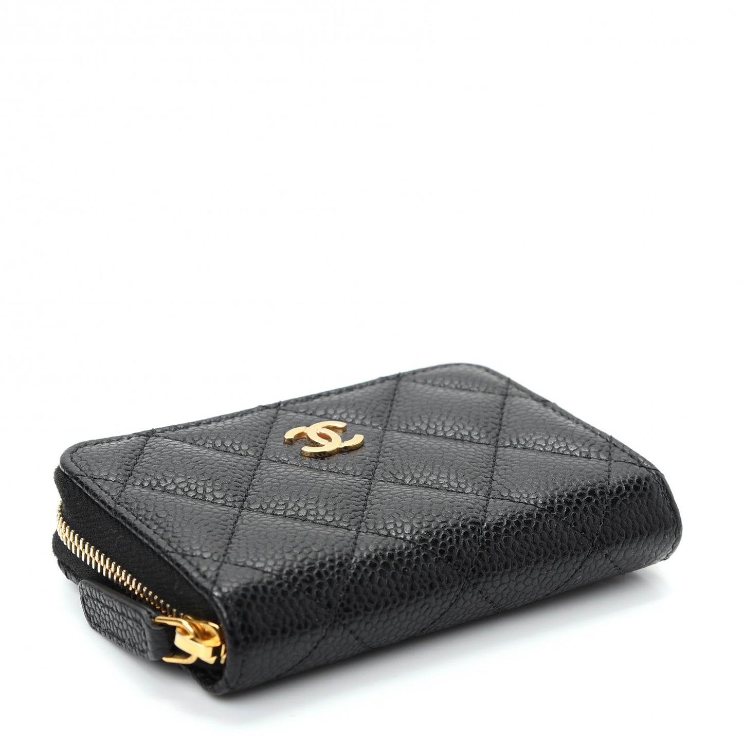 Caviar Quilted Zip Coin Purse Black