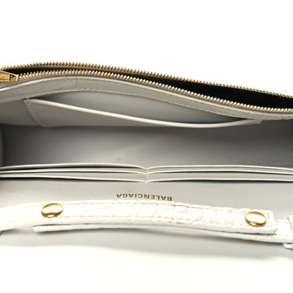 Balenciaga Shiny Calfskin Crocodile Embossed Hourglass Chain Bag White 5 of 12