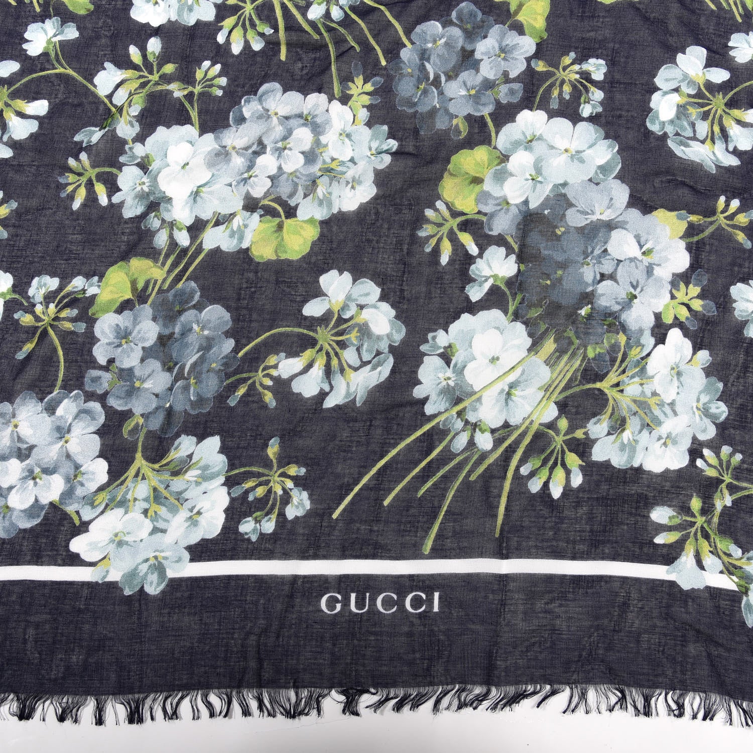Gucci Modal Silk New Bloom Square Scarf Midnight Blue Sky Blue 2 of 4