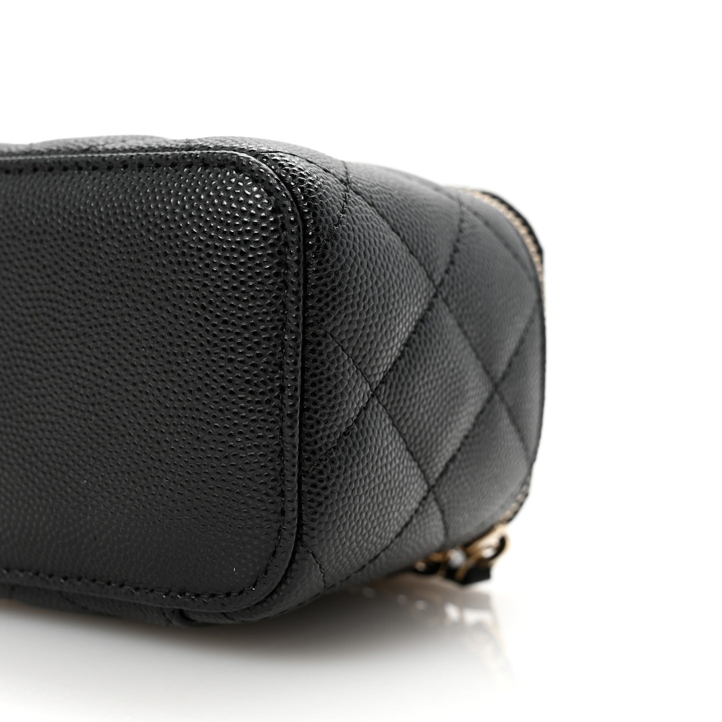 Caviar Quilted Mini Vanity Case With Chain Black