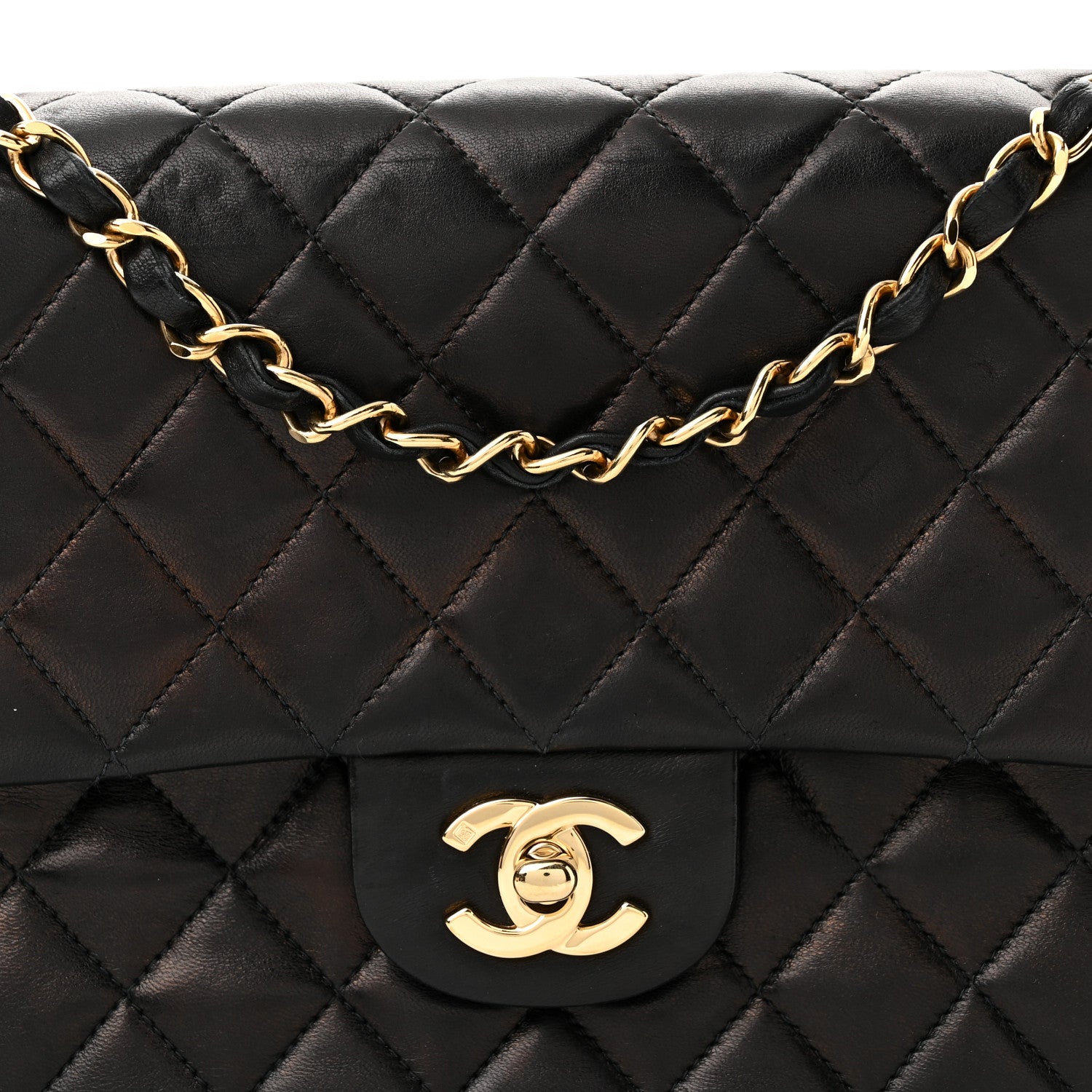 Chanel Lambskin Quilted Medium Double Flap Black 8 of 10