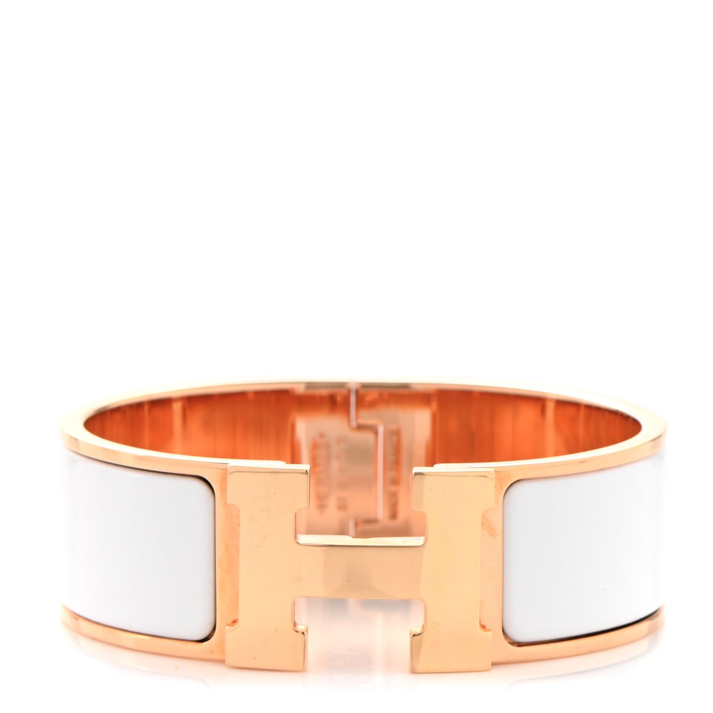 Enamel Wide Clic Clac H Bracelet PM White