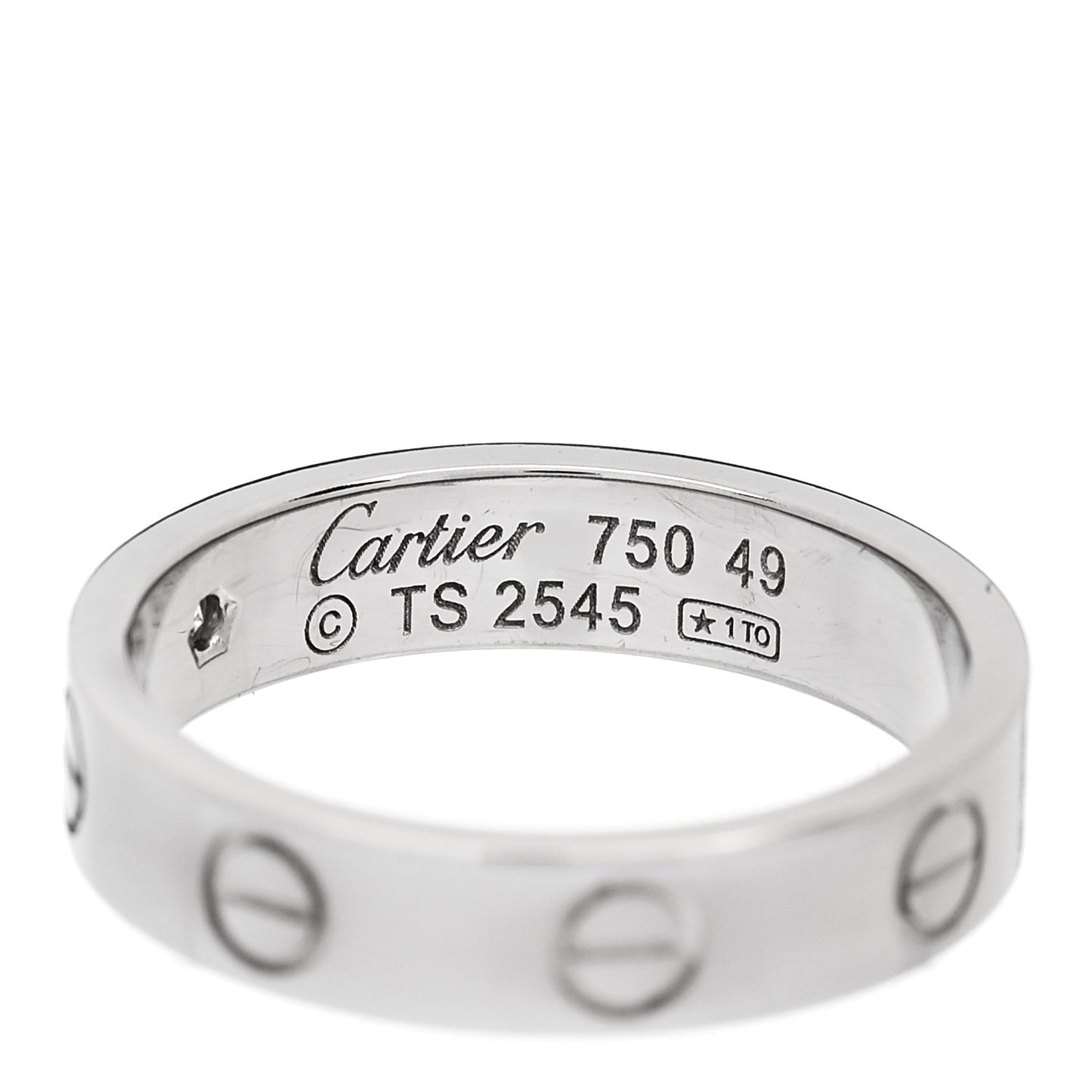 18K White Gold Diamond 4mm LOVE Wedding Band Ring 49 5