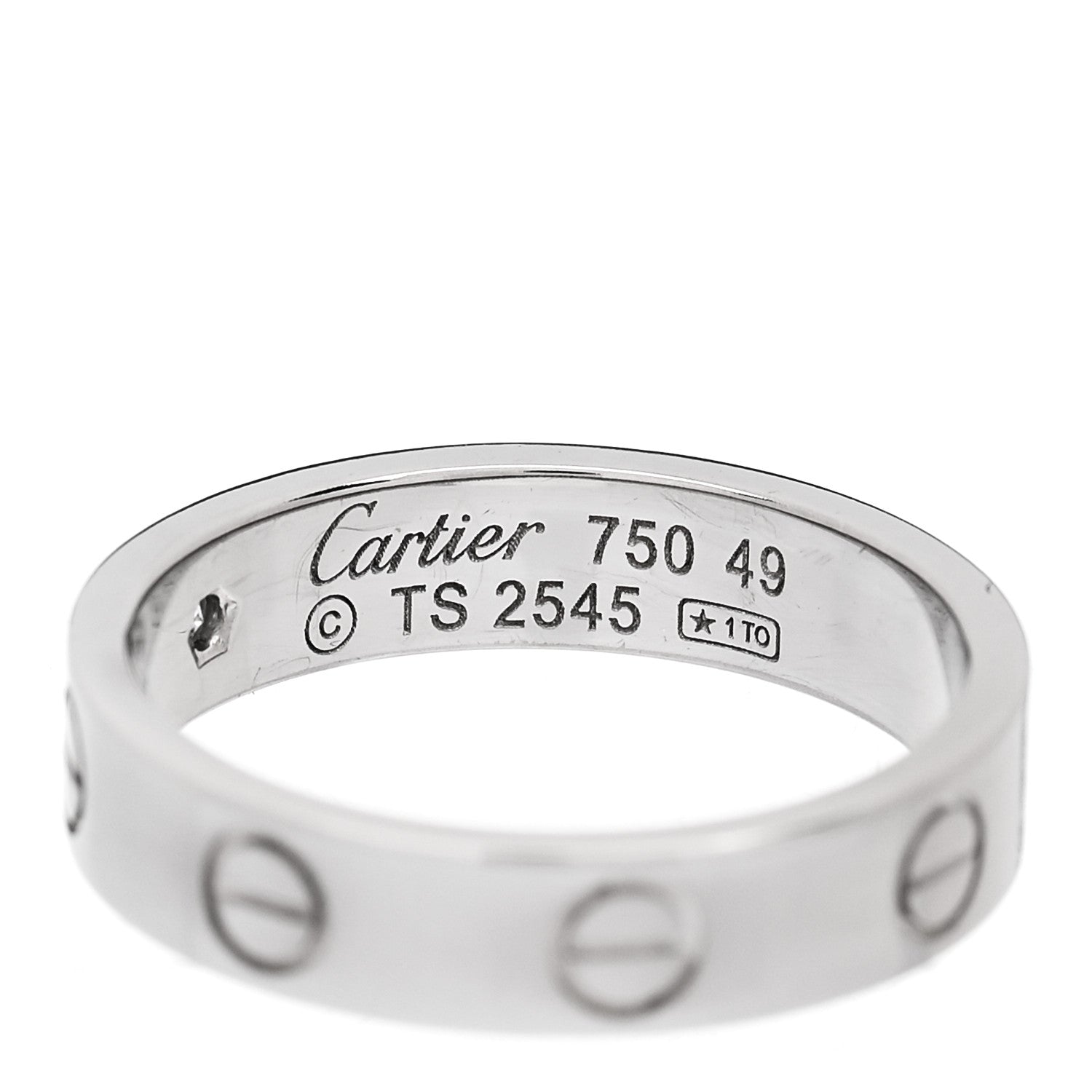 Cartier 18K White Gold Diamond 4mm LOVE Wedding Band Ring 49 5 4 of 4