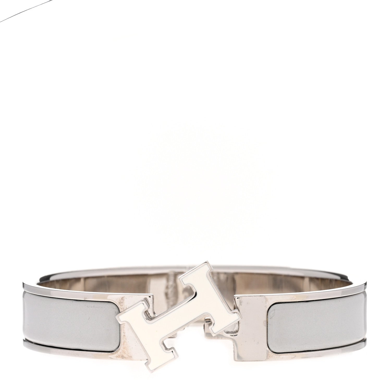 Hermes Enamel Narrow Clic Clac H Bracelet PM Blanc Gris Clair 5 of 5