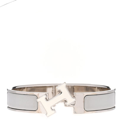 Hermes Enamel Narrow Clic Clac H Bracelet PM Blanc Gris Clair 5 of 5