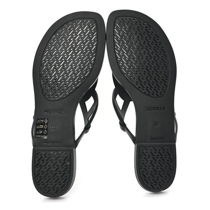 Hermes Rubber Womens Egerie Sandals 38 Black 6 of 10
