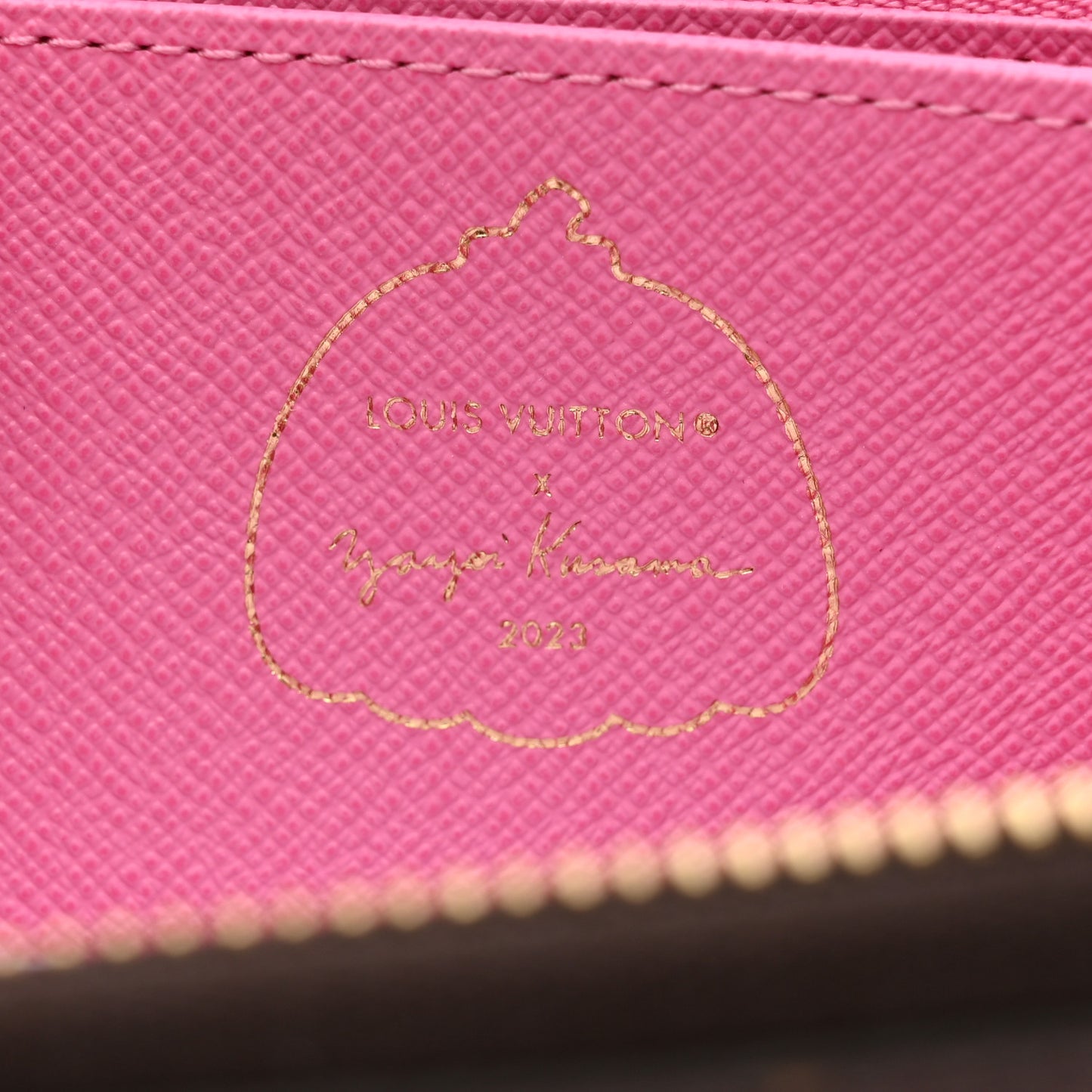 LV X YK Monogram Kusama Pumpkin Zippy Wallet