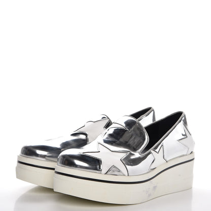 Stella McCartney Metallic Patent Alter Nappa Binx Star Slip On Platform Sneaker 38 Silver 3 of 11