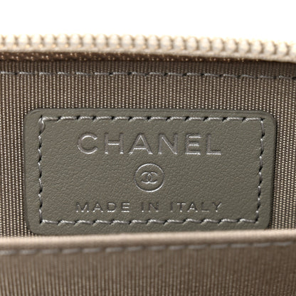 Chanel Caviar Quilted Boy Zip Around Coin Purse Wallet Grey 6 of 9