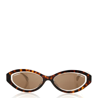 Chanel Acetate Metal Oval Sunglasses 5424-A Brown 2 of 8