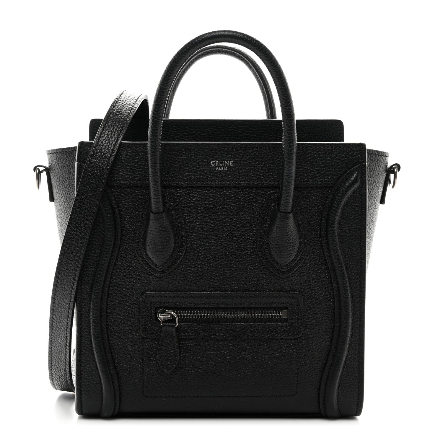 Celine Drummed Calfskin Nano Luggage Black 1 of 11