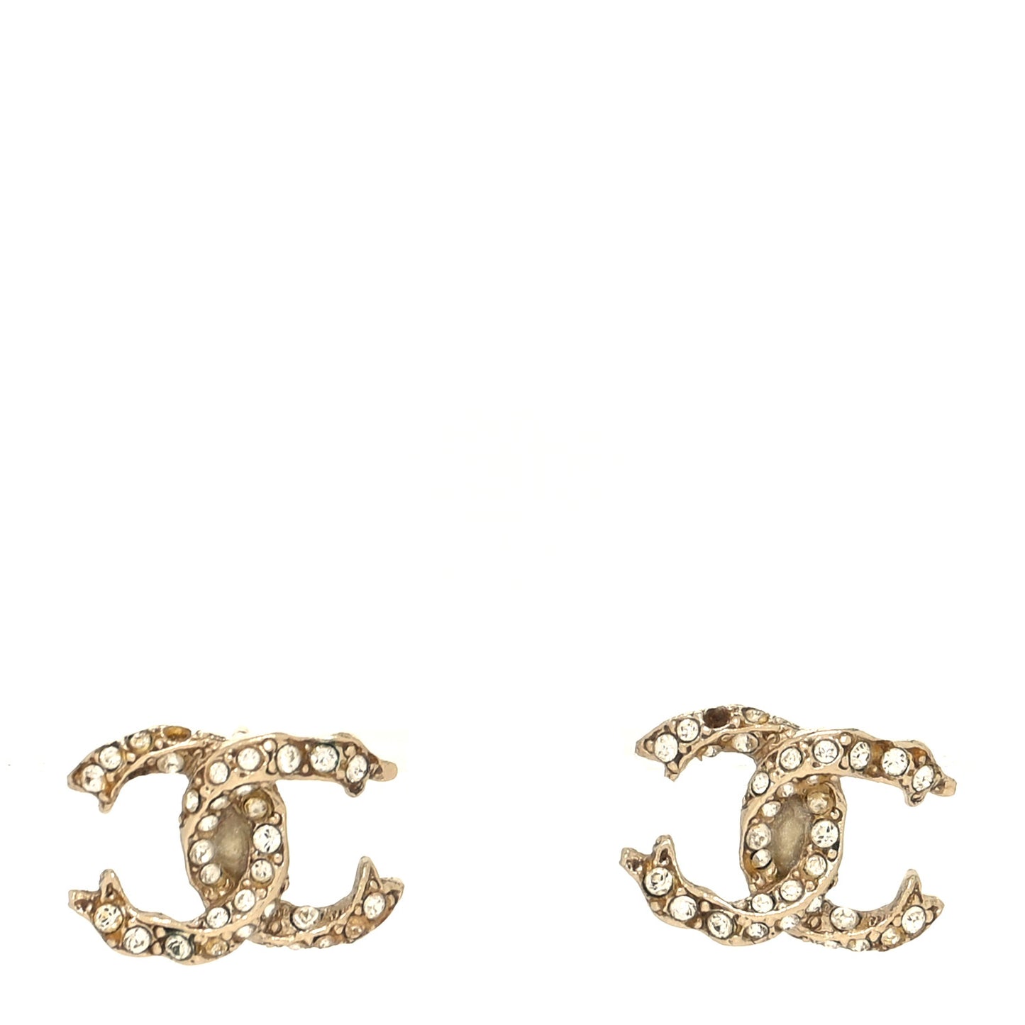 Crystal Twisted CC Earrings Gold